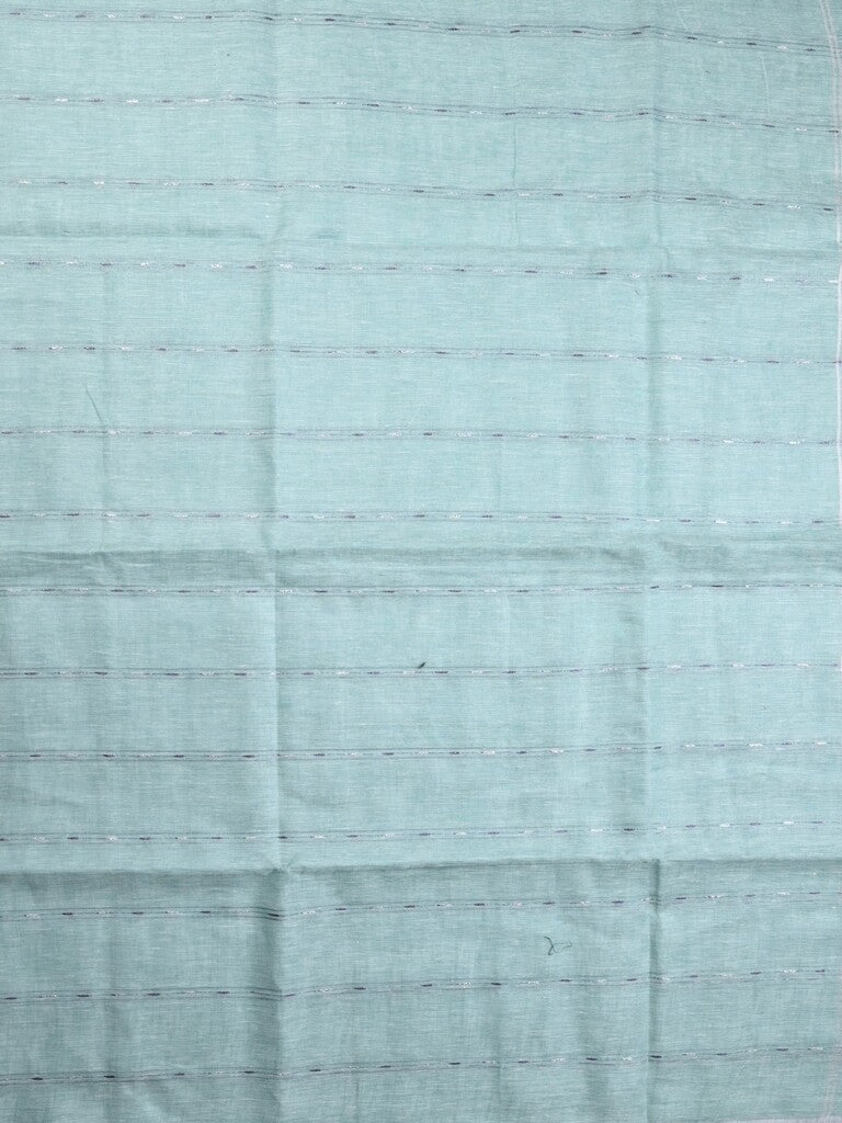 Jute lenin fancy saree pastel blue color allover stripes with stripes pallu and attached self blouse