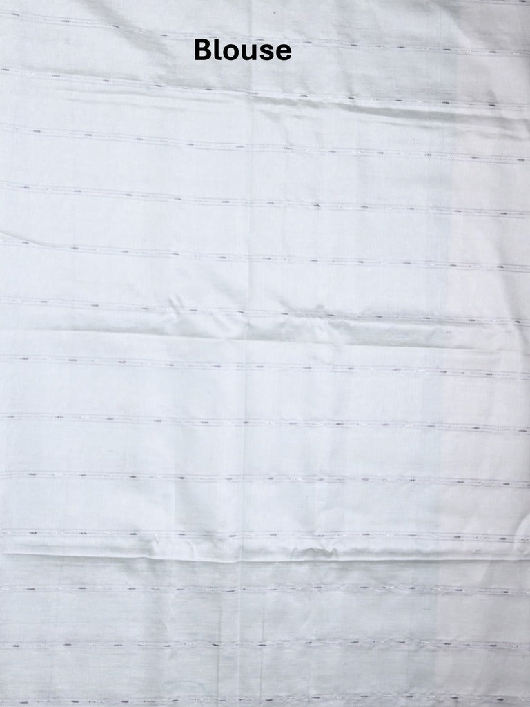 Jute lenin fancy saree pastel blue color allover stripes with stripes pallu and attached self blouse