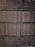 Jute lenin fancy saree brownish grey color allover stripes with stripes pallu and attached self blouse