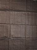 Jute lenin fancy saree brownish grey color allover stripes with stripes pallu and attached self blouse