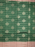 Raw mango pattu saree bottle green color allover zari weaves & zari border with rich pallu and contrast plain blouse