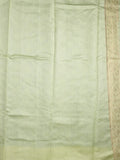 Raw mango pattu saree peacock green color allover zari weaves & zari border with rich pallu and contrast plain blouse