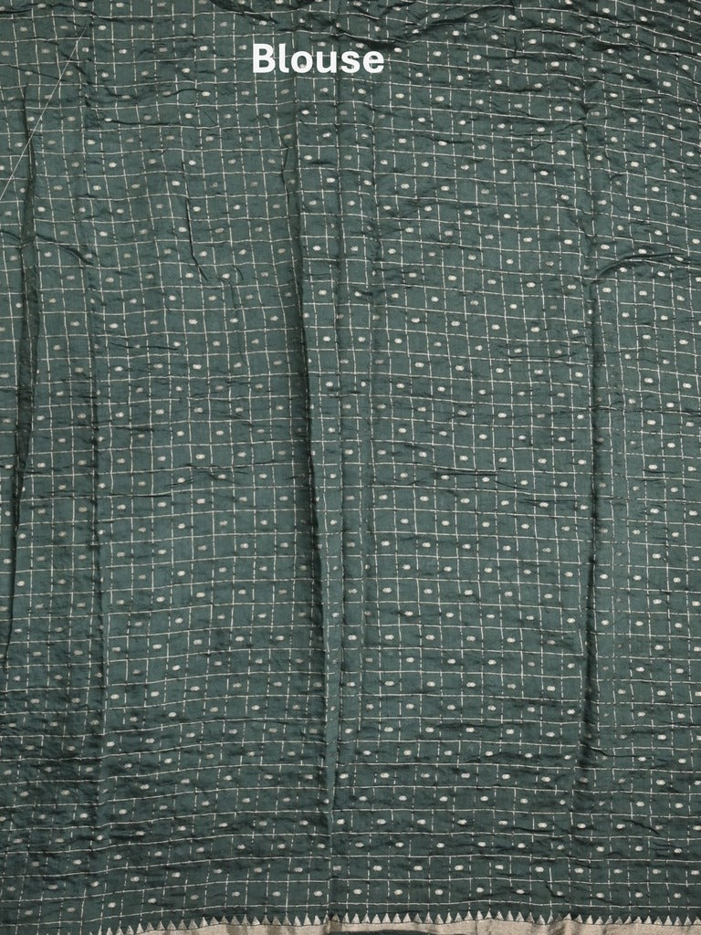 Munga bandhani fancy saree bluish grey color allover work & small zari border with contrast pallu and blouse