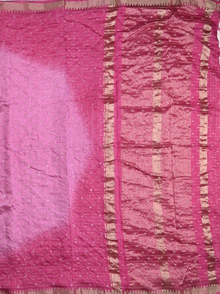 Munga bandhani fancy saree light purple color allover work & small zari border with contrast pallu and blouse