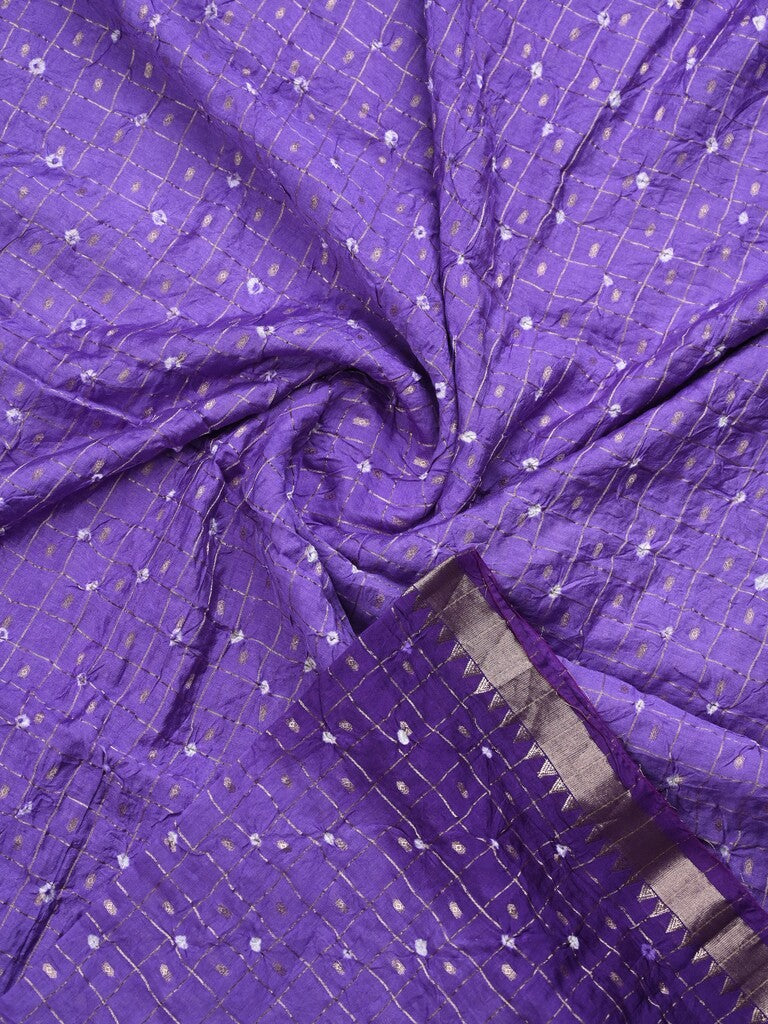 Munga bandhani fancy saree blue color allover work & small zari border with contrast pallu and blouse