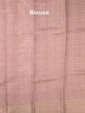 Jute tissue fancy saree brownish pink color allover prints & zari border with short pallu and plain blouse