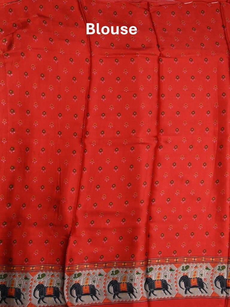 Mashroo silk fancy saree light baby pink color allover prints & contrast border with short zari pallu and printed blouse