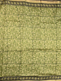 Maheshwari fancy saree olive green color allover prints & zari border with printed pallu and printed blouse