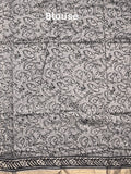 Maheshwari fancy saree grey color allover prints & zari border with printed pallu and printed blouse