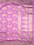 Dupion fancy saree purple color allover weaves & zari border with zari pallu and plain self blouse