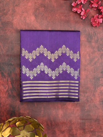 Dupion fancy saree navy blue color allover weaves & zari border with zari pallu and contrast blouse