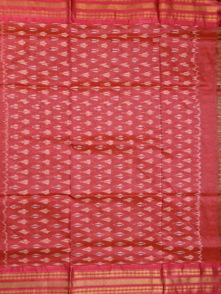 Ikkat pattu saree grey color allover weaves & zari border with contrast pallu and contrast blouse