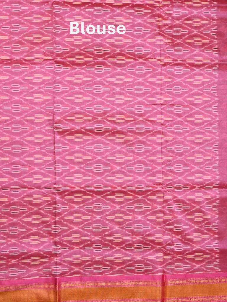 Ikkat pattu saree grey color allover weaves & zari border with contrast pallu and contrast blouse