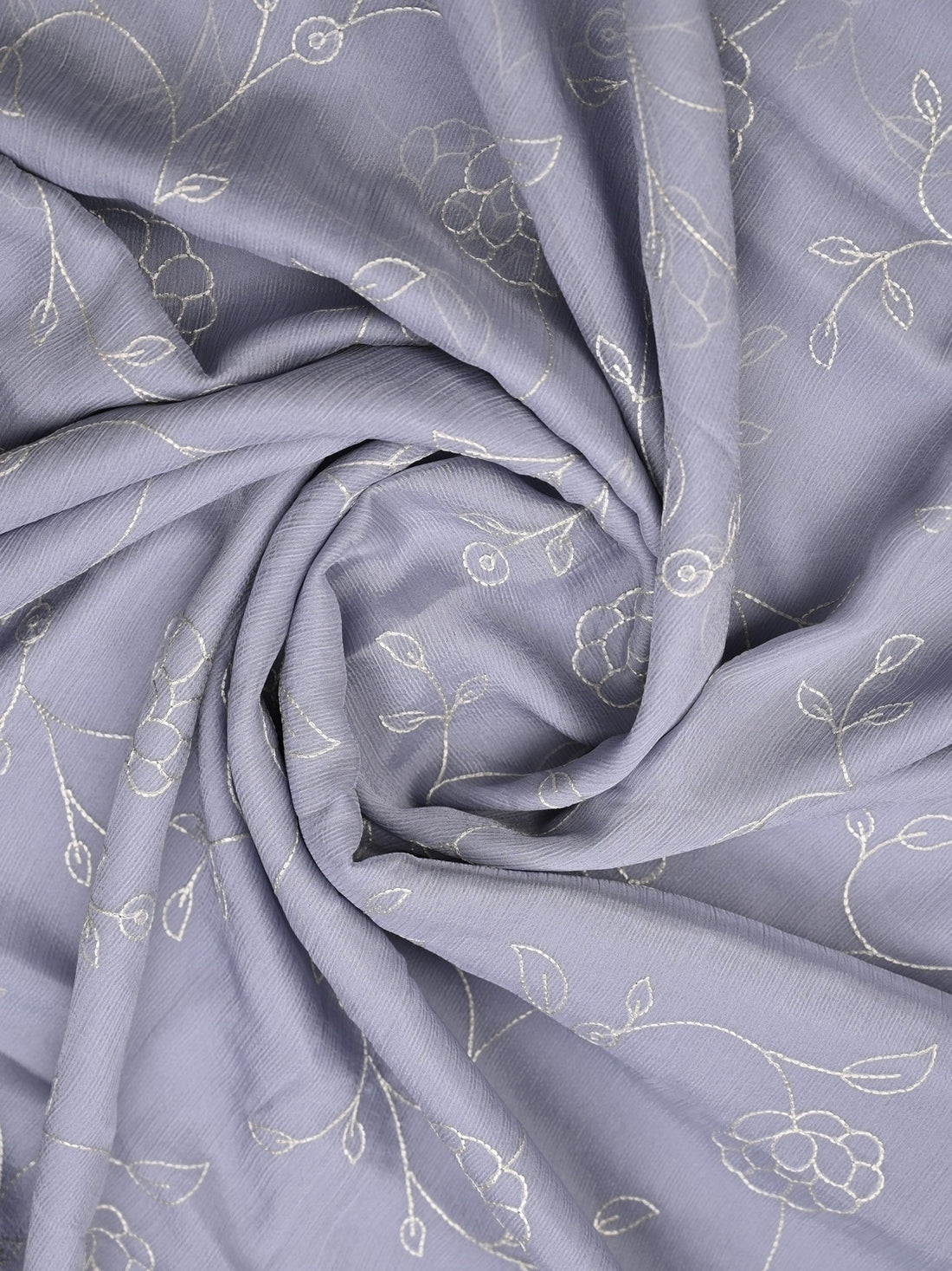 Chiffon fancy saree lavender color allover embroidery & embroidery border with running pallu and plain blouse