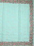 Chiffon fancy saree sky blue color allover embroidery & embroidery border with running pallu and plain blouse