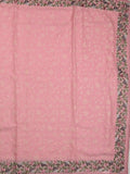 Chiffon fancy saree baby pink color allover embroidery & embroidery border with running pallu and plain blouse