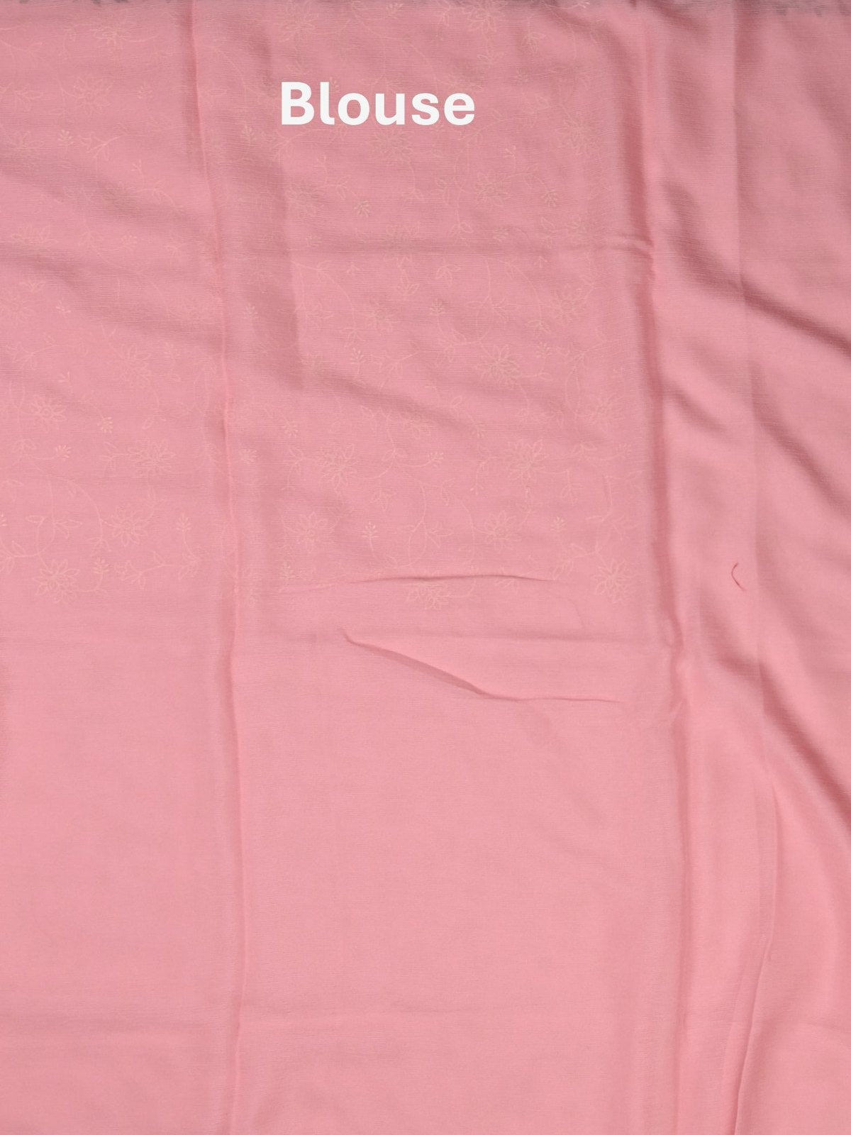 Chiffon fancy saree baby pink color allover embroidery & embroidery border with running pallu and plain blouse