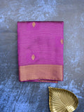 Dupion fancy saree violet color allover zari motifs & zari border with zari pallu and plain blouse