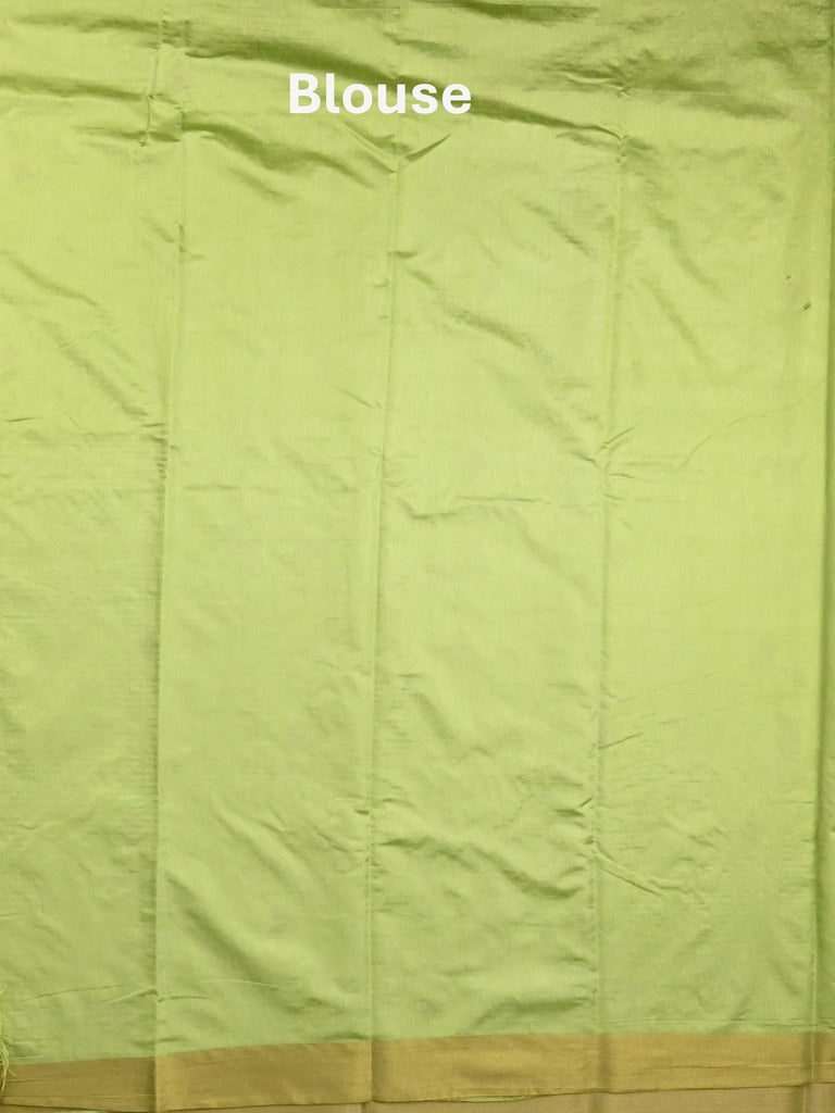 Dupion fancy saree lime green color allover zari motifs & zari border with zari pallu and plain blouse