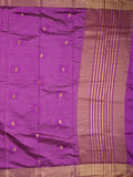 Dupion fancy saree violet color allover zari motifs & zari border with zari pallu and plain blouse