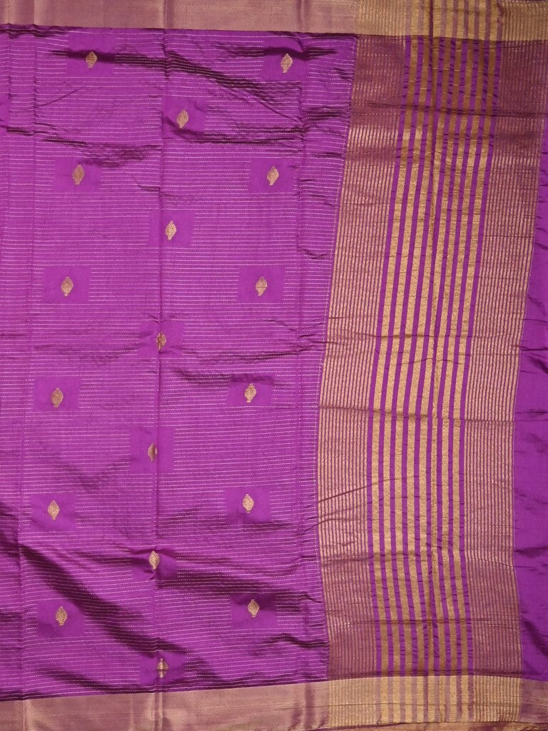 Dupion fancy saree violet color allover zari motifs & zari border with zari pallu and plain blouse