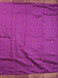 Dupion fancy saree violet color allover zari motifs & zari border with zari pallu and plain blouse