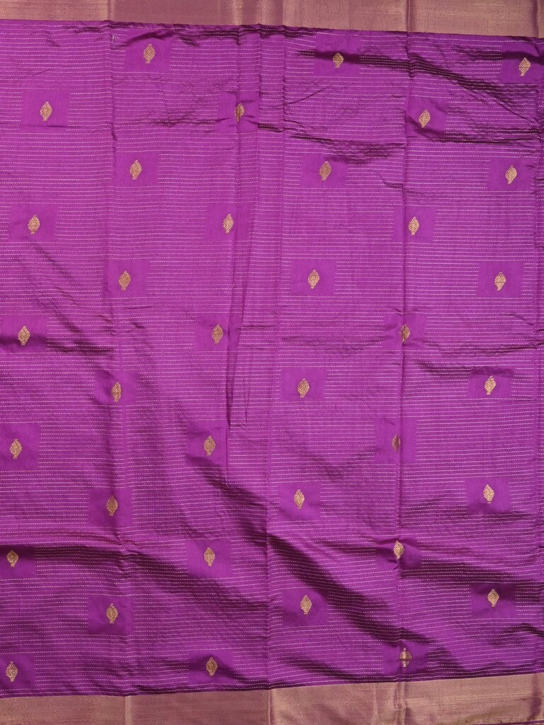 Dupion fancy saree violet color allover zari motifs & zari border with zari pallu and plain blouse
