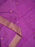 Dupion fancy saree violet color allover zari motifs & zari border with zari pallu and plain blouse