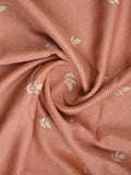 Organza crush fancy saree peach color allover embroidery & embroidery border with running pallu and plain blouse