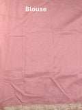 Organza crush fancy saree baby pink color allover embroidery & embroidery border with running pallu and plain blouse