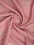 Organza crush fancy saree baby pink color allover embroidery & embroidery border with running pallu and plain blouse