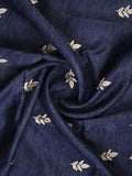 Organza crush fancy saree navy blue color allover embroidery & embroidery border with running pallu and plain blouse