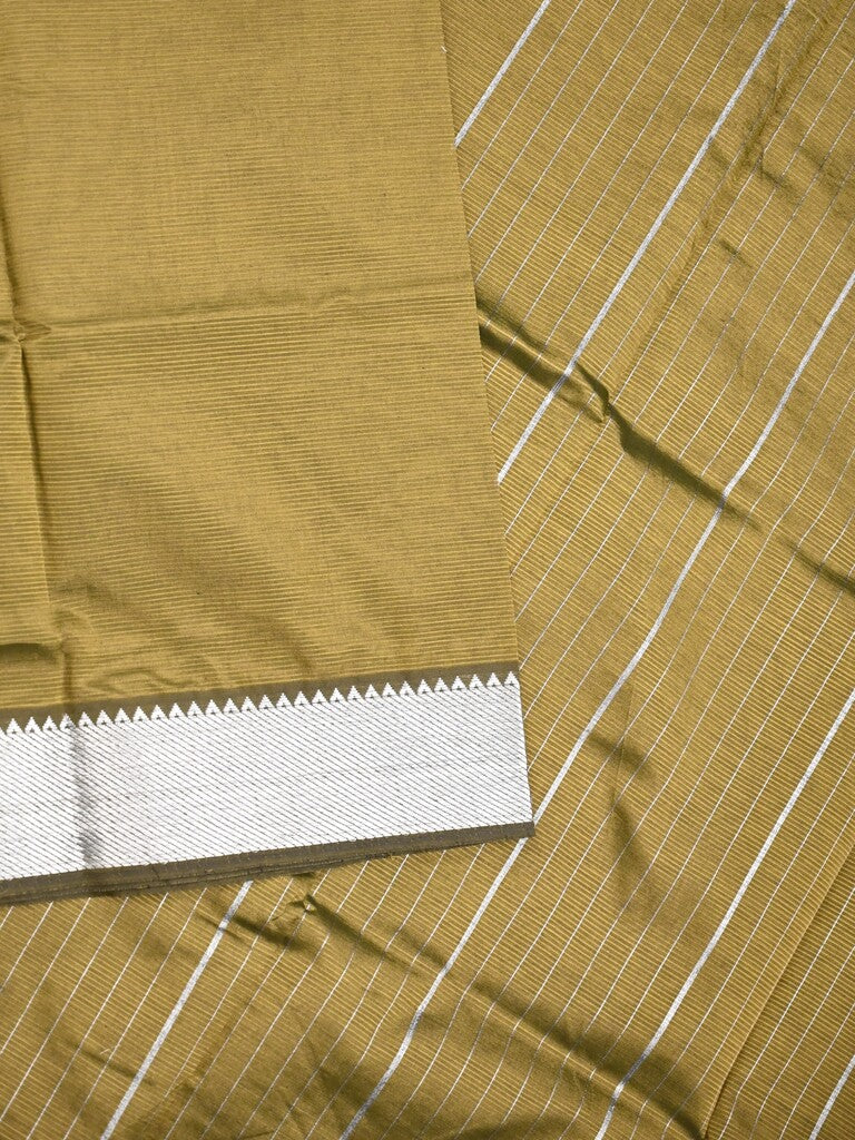 Mangalagiri fancy saree snuff color allover plain & small kaddi border with zari pallu and running blouse