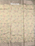 Chanderi fancy saree cream color allover prints & zari border with rich pallu and printed blouse