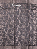 Chanderi fancy saree grey color allover prints & zari border with rich pallu and printed blouse
