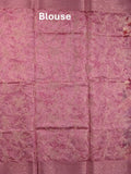 Chanderi fancy saree light pink color allover prints & zari border with rich pallu and printed blouse