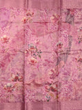 Chanderi fancy saree light pink color allover prints & zari border with rich pallu and printed blouse