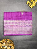 Jute sik fancy saree purple color allover zari motifs & zari border with rich pallu and attached blouse