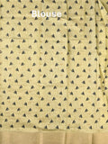 Dola silk fancy saree pastel yellow color allover prints & zari border with printed pallu and printed blouse