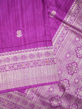Jute sik fancy saree purple color allover zari motifs & zari border with rich pallu and attached blouse