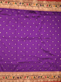 Banaras pattu saree violet color allover zari motifs & paithani border with paithani pallu and contrast blouse