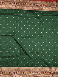 Banaras pattu saree bottle green color allover zari motifs & paithani border with paithani pallu and contrast blouse