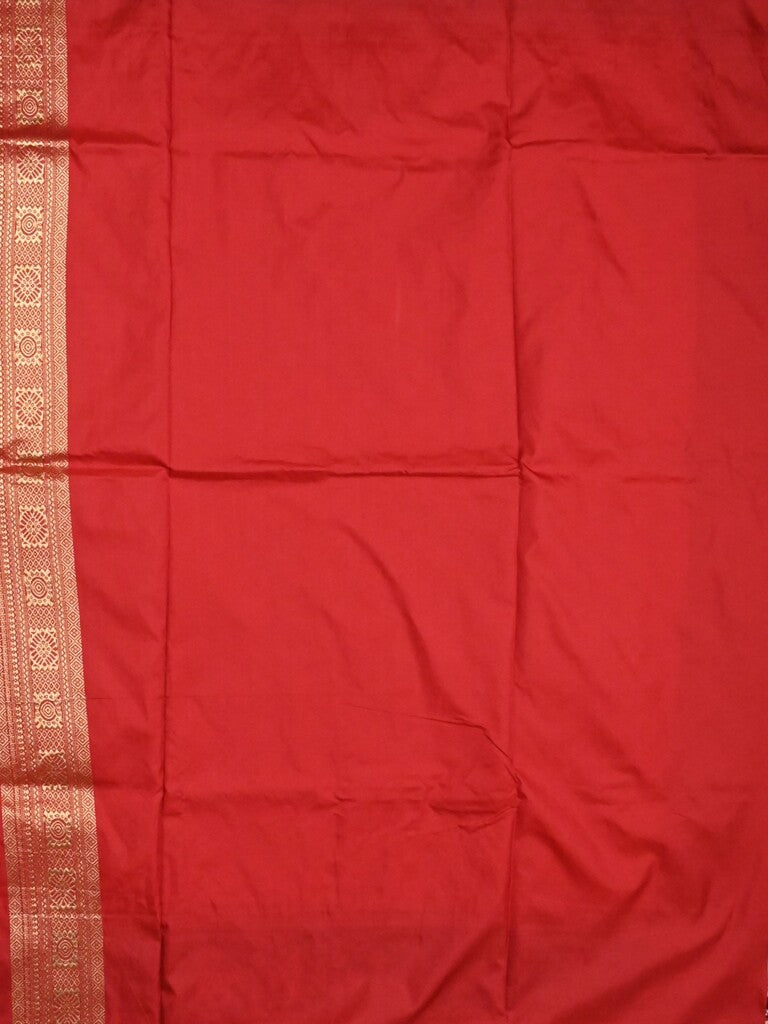 Banaras pattu saree orange color allover zari motifs & paithani border with paithani pallu and contrast blouse