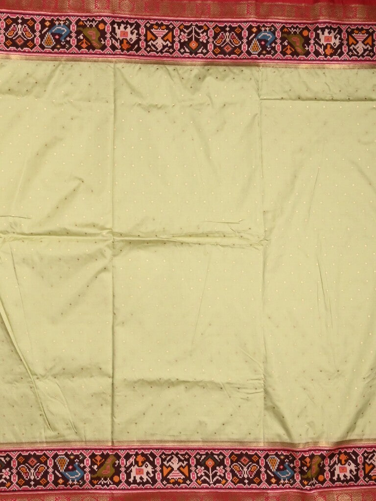 Banaras pattu saree light cream color allover zari motifs & paithani border with paithani pallu and contrast blouse