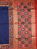 Banaras pattu saree royal blue color allover zari motifs & paithani border with paithani pallu and contrast blouse