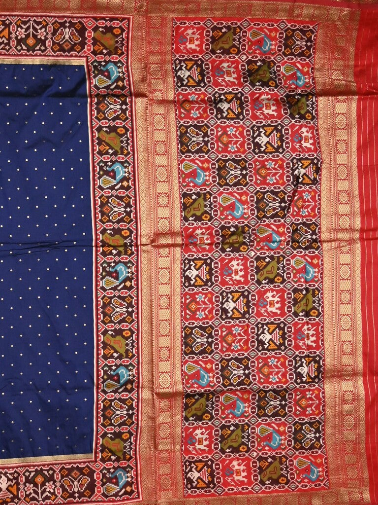 Banaras pattu saree royal blue color allover zari motifs & paithani border with paithani pallu and contrast blouse