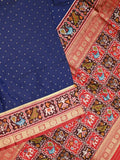 Banaras pattu saree royal blue color allover zari motifs & paithani border with paithani pallu and contrast blouse