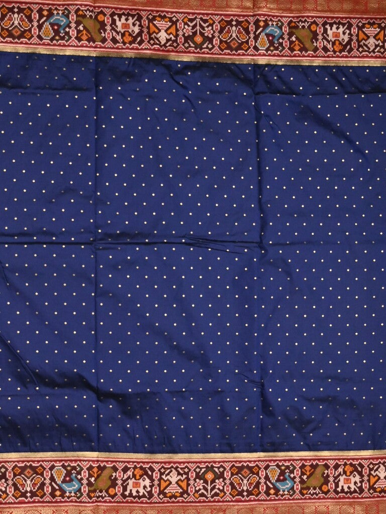 Banaras pattu saree royal blue color allover zari motifs & paithani border with paithani pallu and contrast blouse