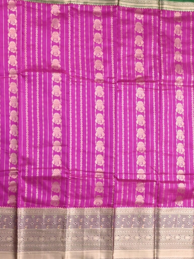 Banaras fancy saree purple color allover zari motifs & zari border with rich contrast pallu and plain blouse