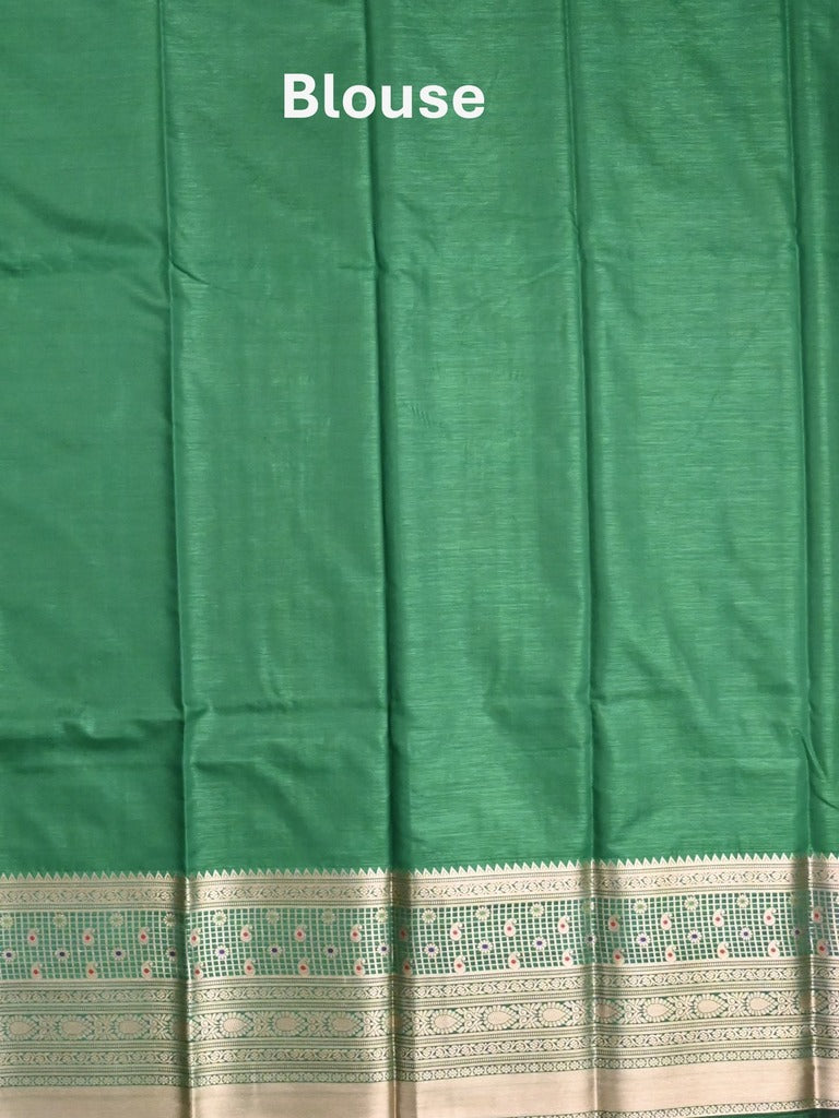 Banaras fancy saree orange color allover zari motifs & zari border with rich contrast pallu and plain blouse